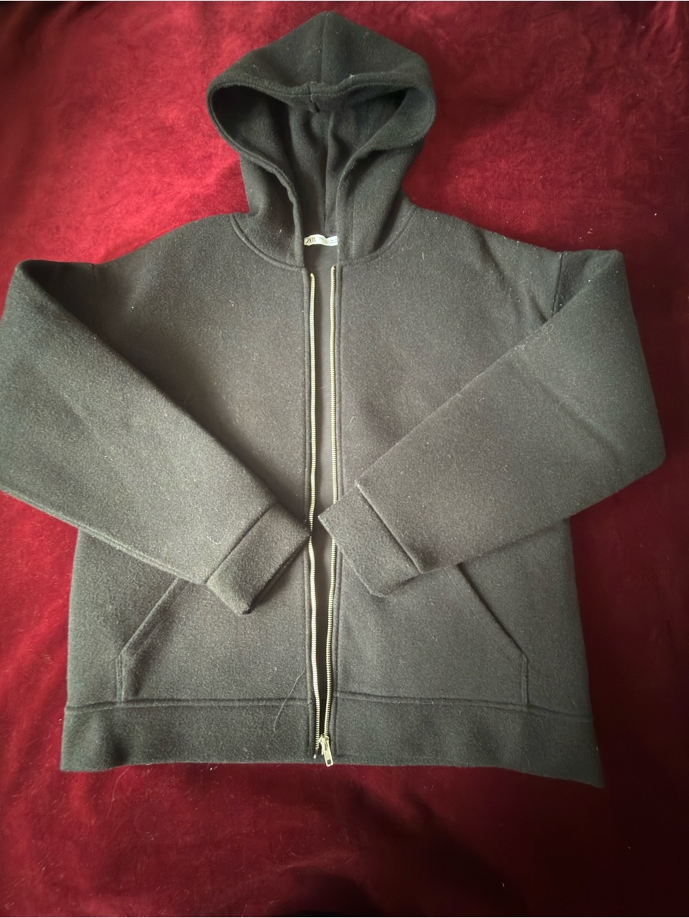Zara Black Men’s Full-Zip Hooded Jacket size L